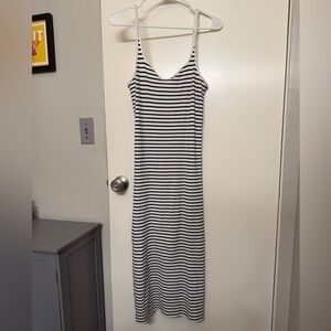 Noisy may Black and White Striped Maxi Dress